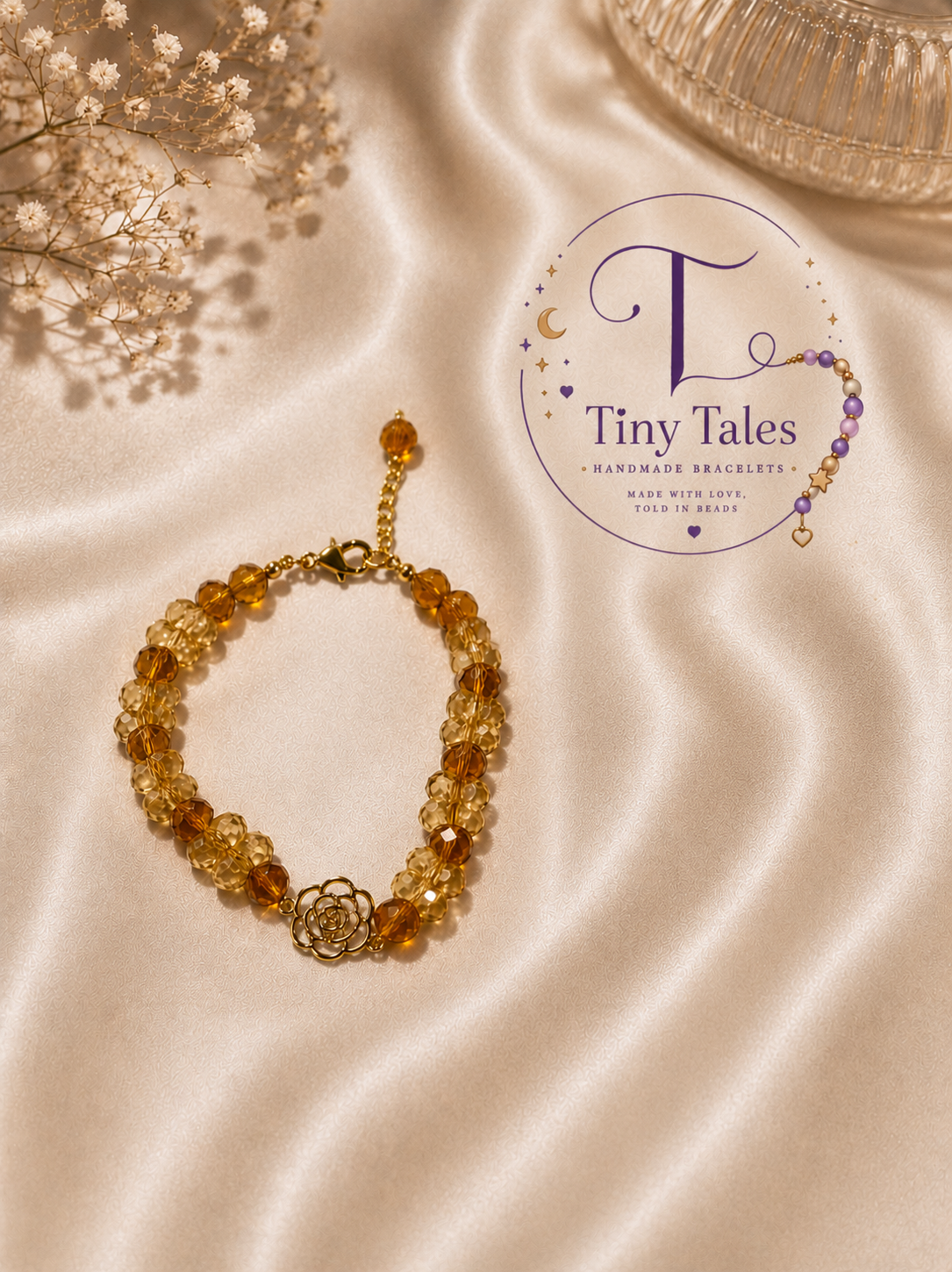 Golden Amber Rose Bracelet - Code B2020