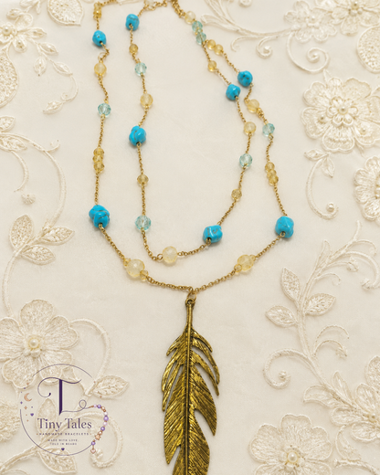 Turquoise Feather Necklace N2004