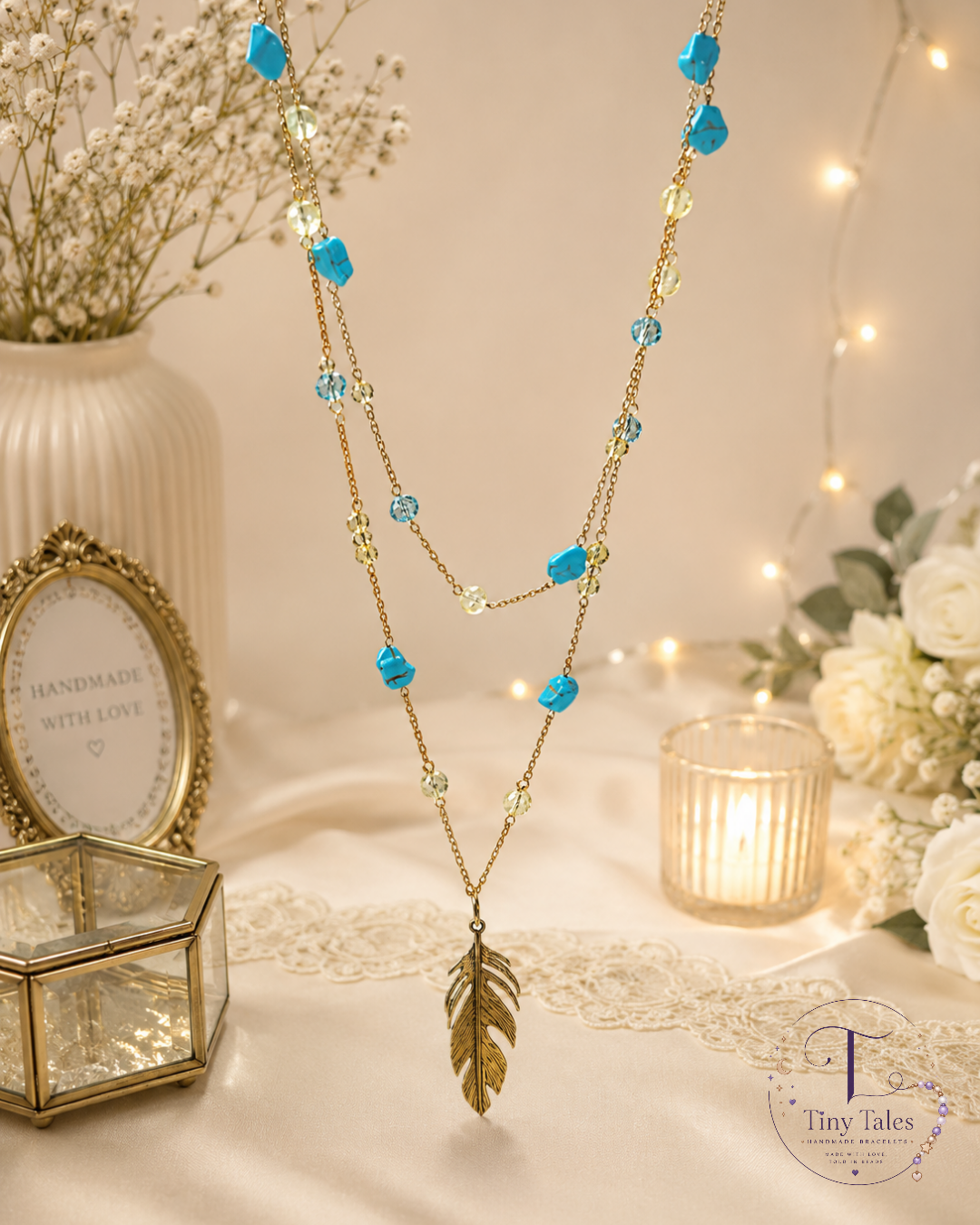 Turquoise Feather Necklace N2004