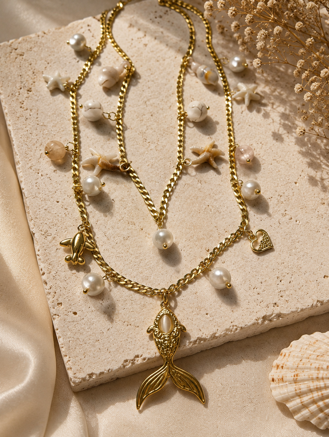 Coastal Mermaid Charm Necklace 🧜🏻‍♀️✨ - Code N2015